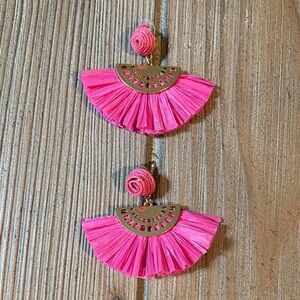 J. Crew Fuchsia Fan Tassel Earrings